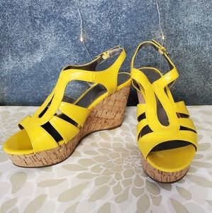 ☆SOLD☆•Marc Fisher• Yellow Cork Wedges